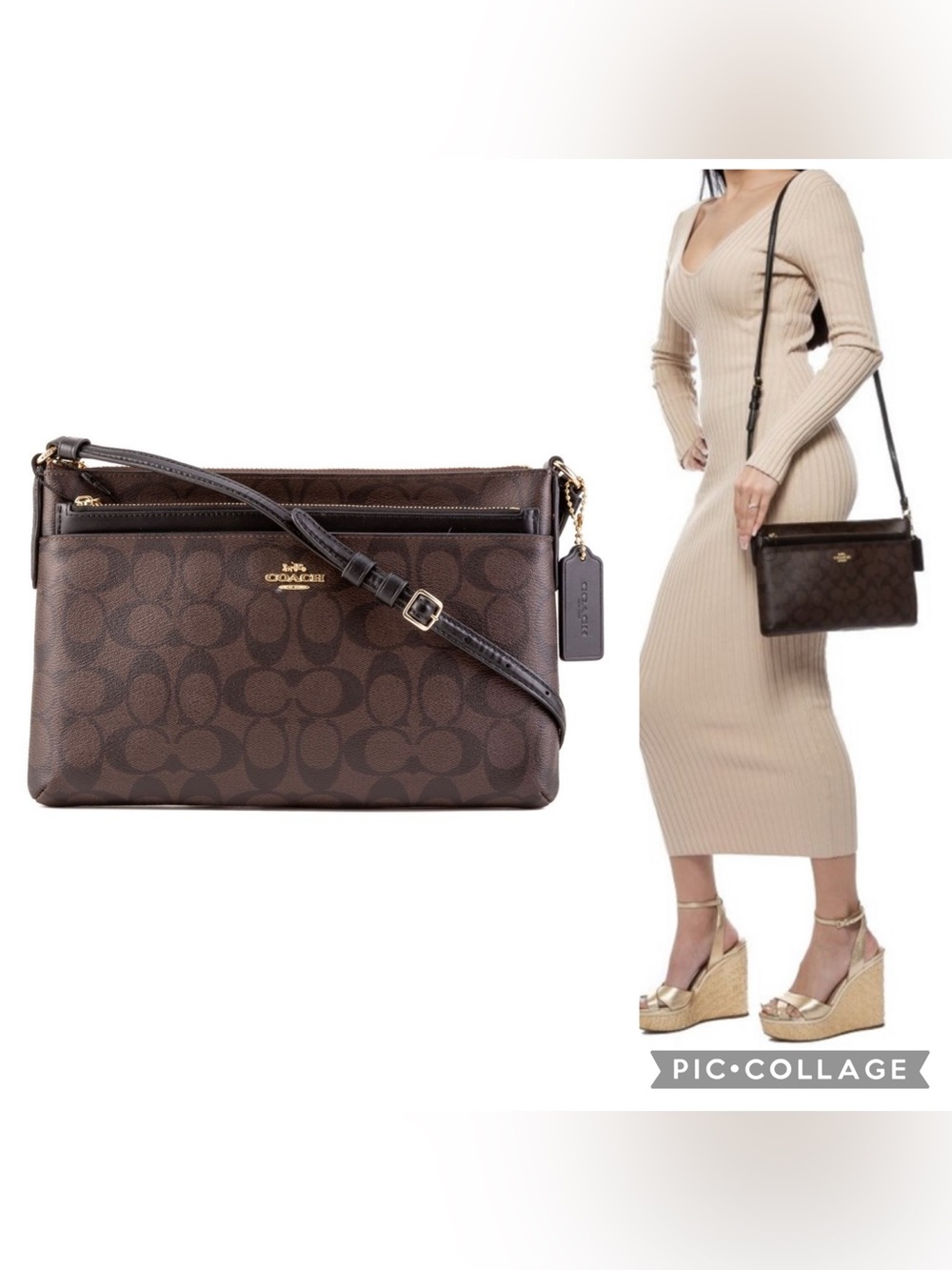 Coach F58316 Signature East West with Pop up Bag